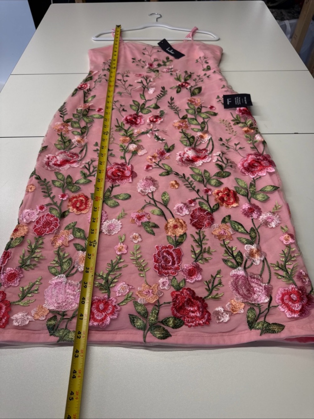 NWT Lulus Sz L Blooming For Love Pink Floral Embroidered Midi Dress Party Prom - Picture 13 of 15